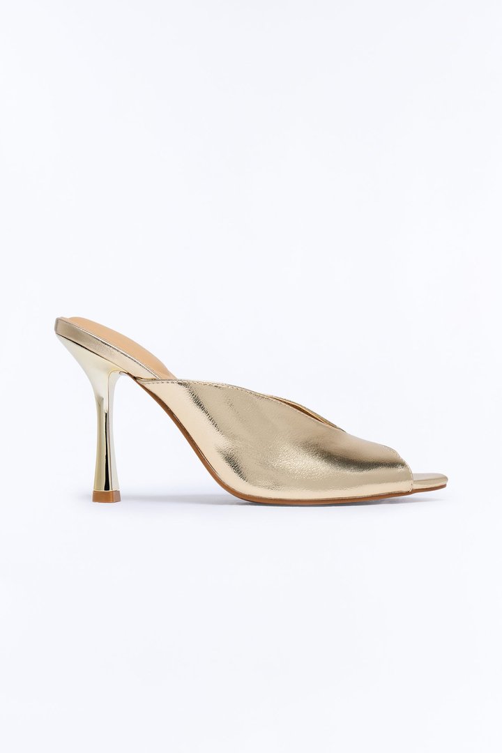 Delphine Peep Toe Heels - Gold