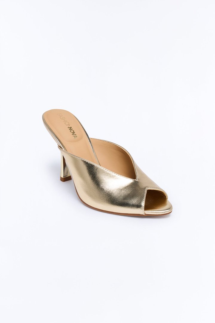 Delphine Peep Toe Heels - Gold