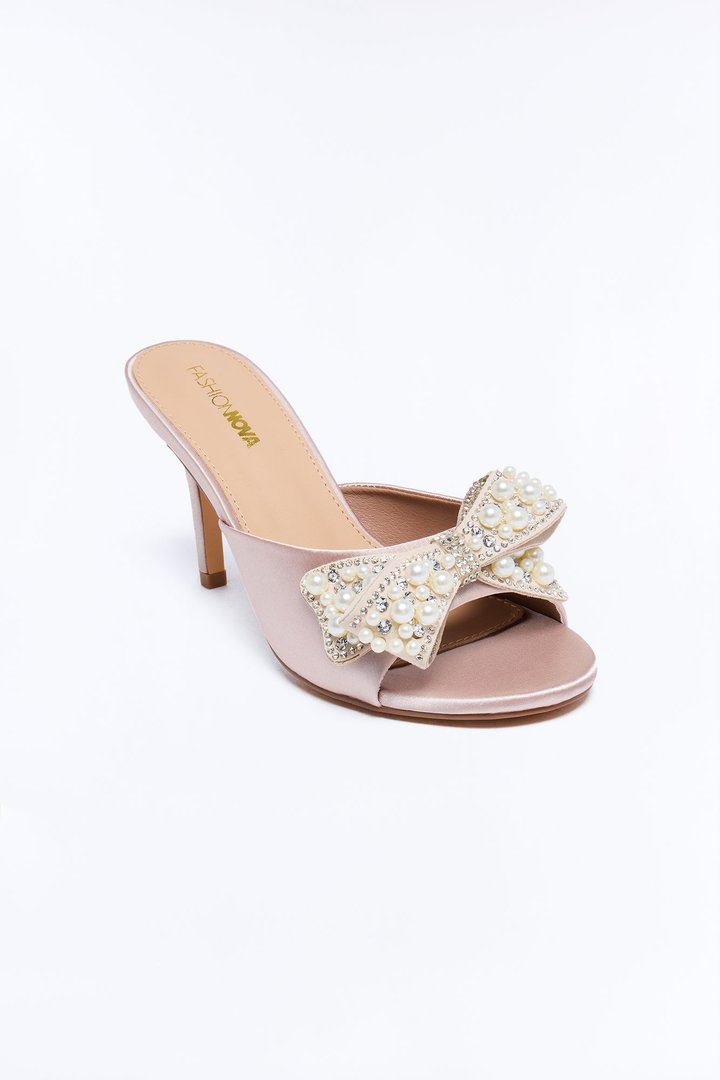 Get Into It Embellished Bow Heels - Nude