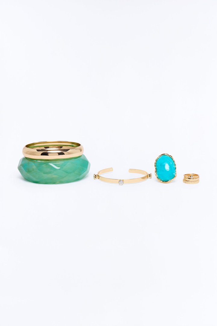 Nobody Like Me Bracelet And Ring Set - Turquoise