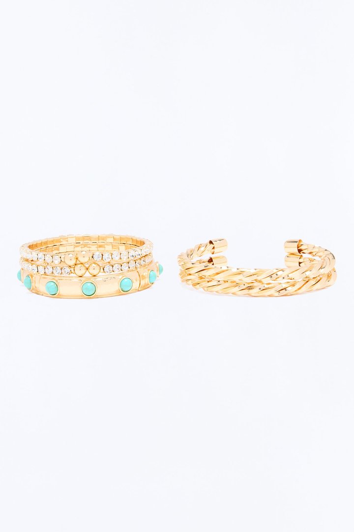 Plenty More 5 Piece Bracelet Set - Gold/Blue
