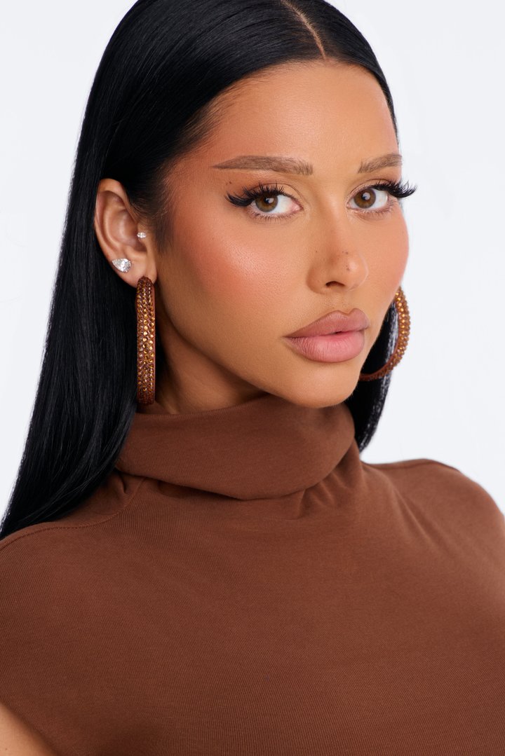 Got Plans Tonight Hoop Earrings - Brown