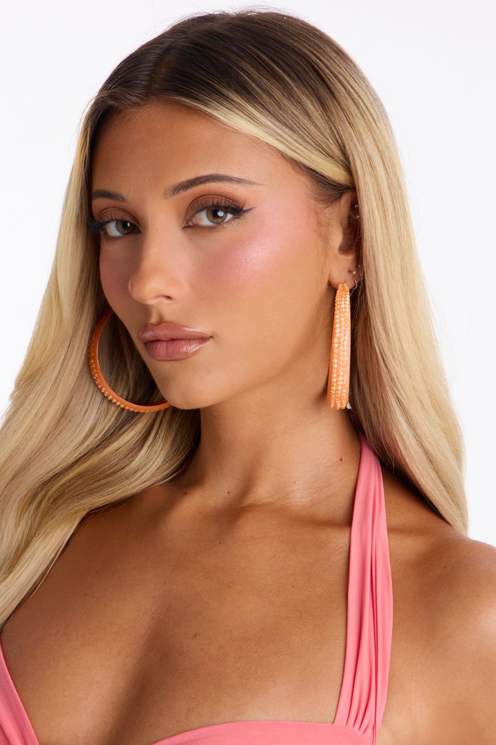 Got Plans Tonight Hoop Earrings - Orange