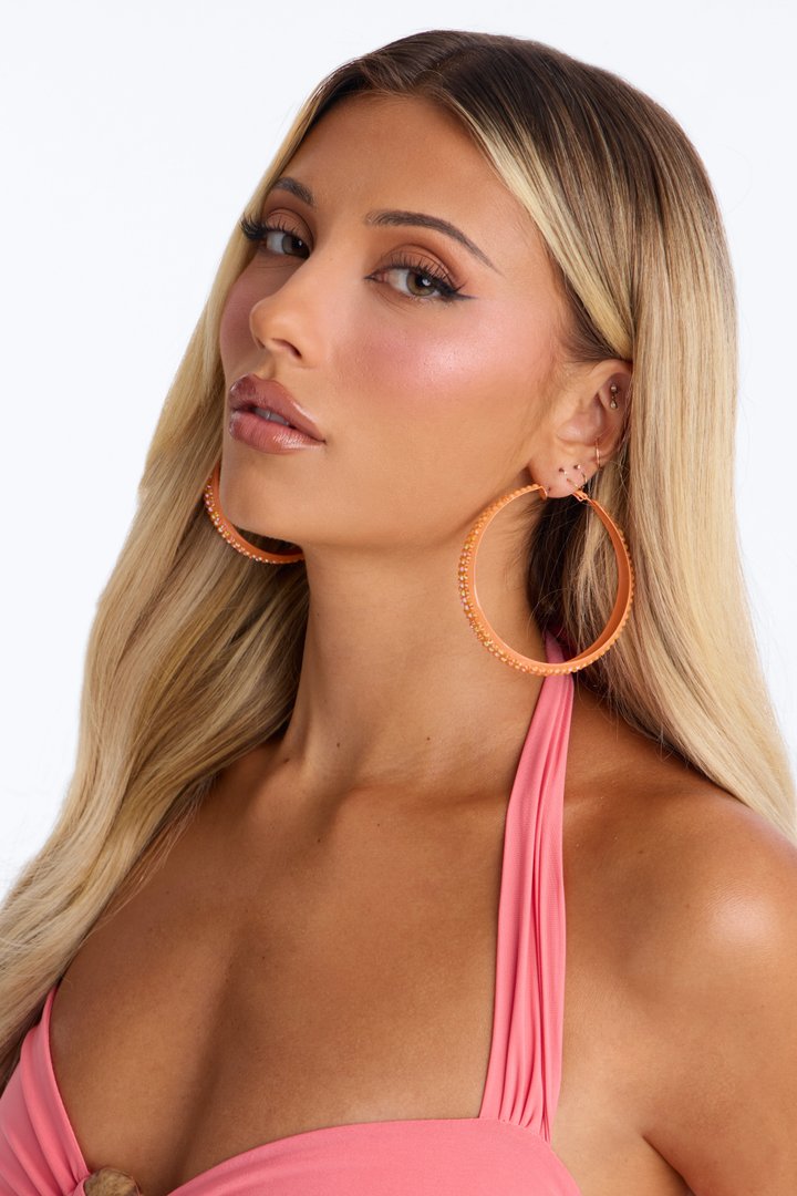 Got Plans Tonight Hoop Earrings - Orange