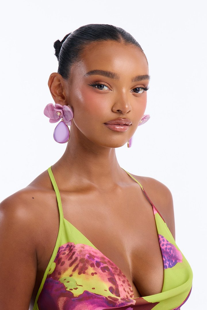 Sweetest Memories Drop Earrings - Purple