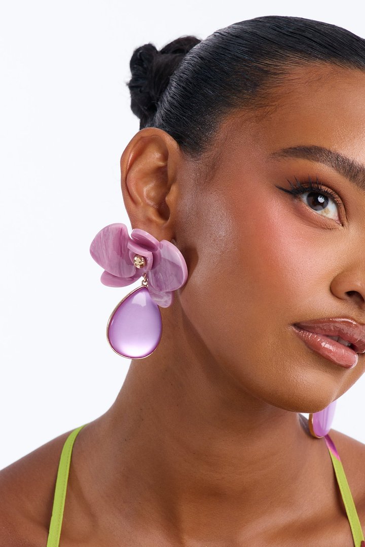 Sweetest Memories Drop Earrings - Purple