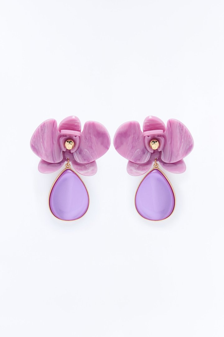 Sweetest Memories Drop Earrings - Purple