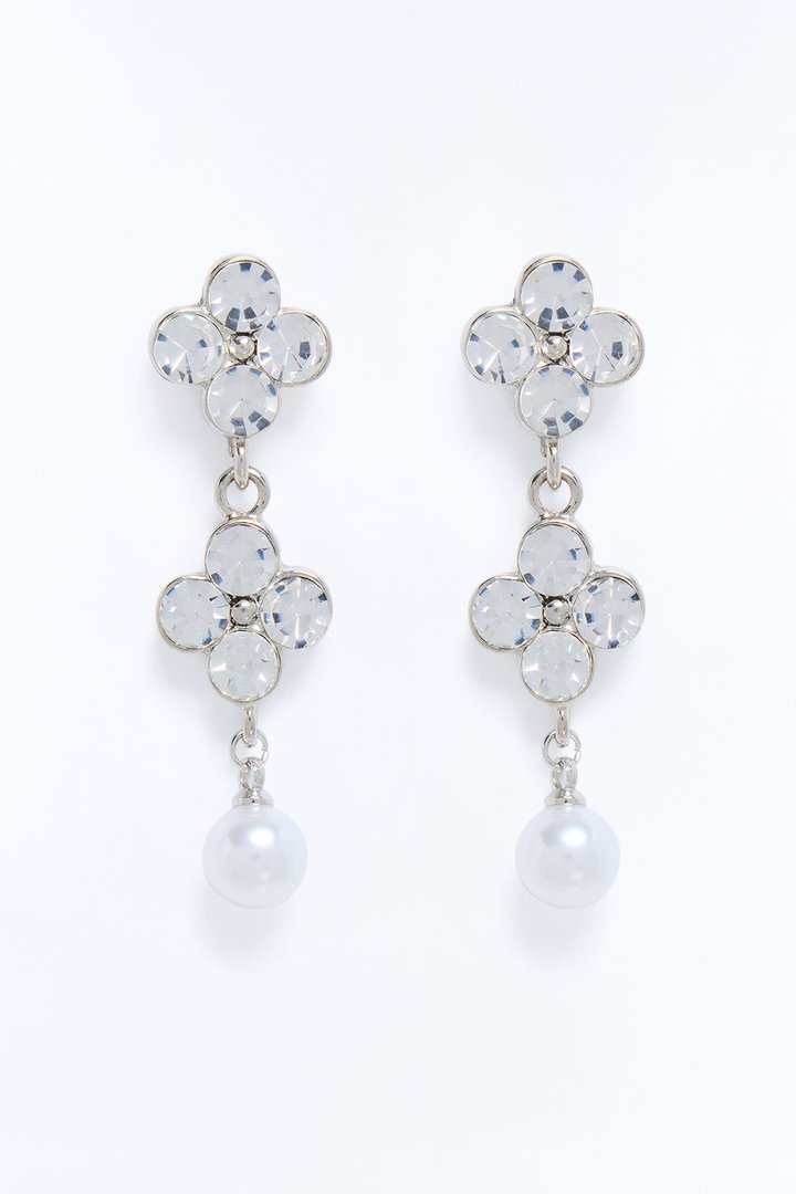 Radiant Clover Drop Earrings - Silver