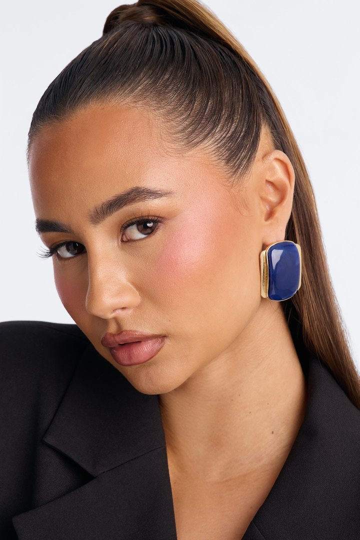 Island Chic Jeweled 3 Pair Multi Earring Set - Gold/Blue