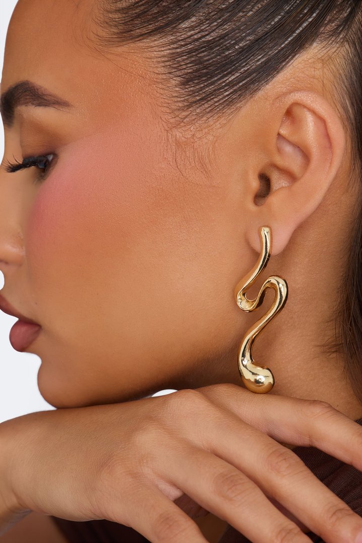 Nessa Abstract Drop Earrings - Gold