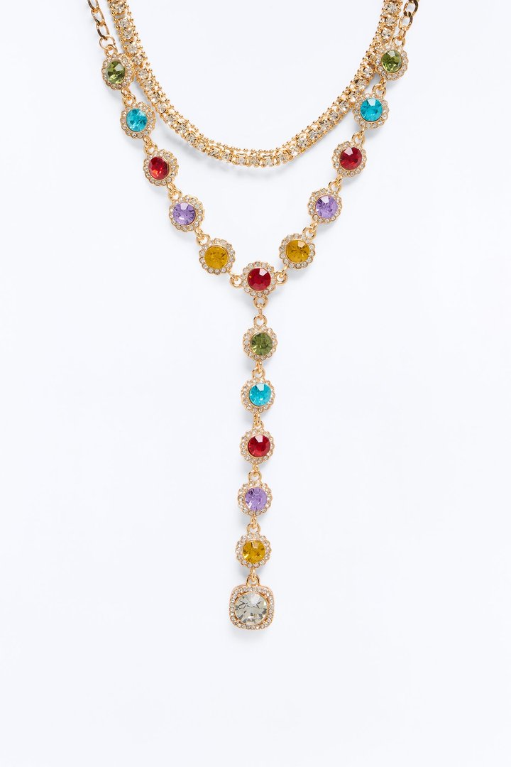Life Of The Party Layered Lariat Necklace - Multi Color
