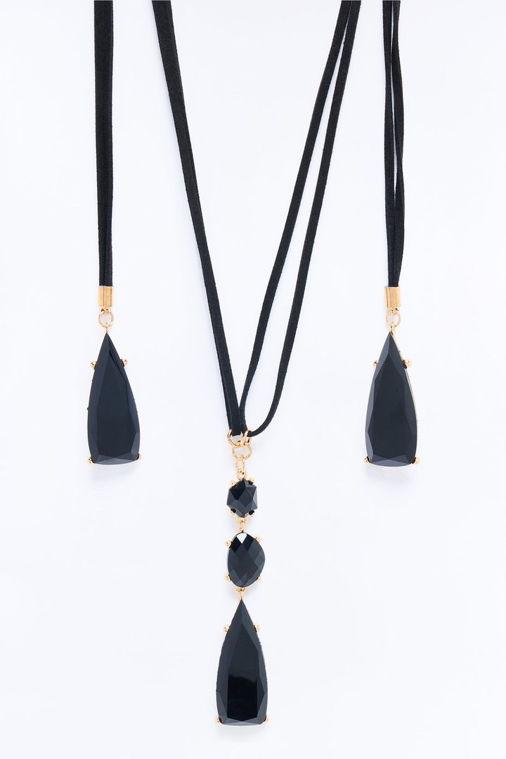 Meeting Point Wrap Necklace - Black
