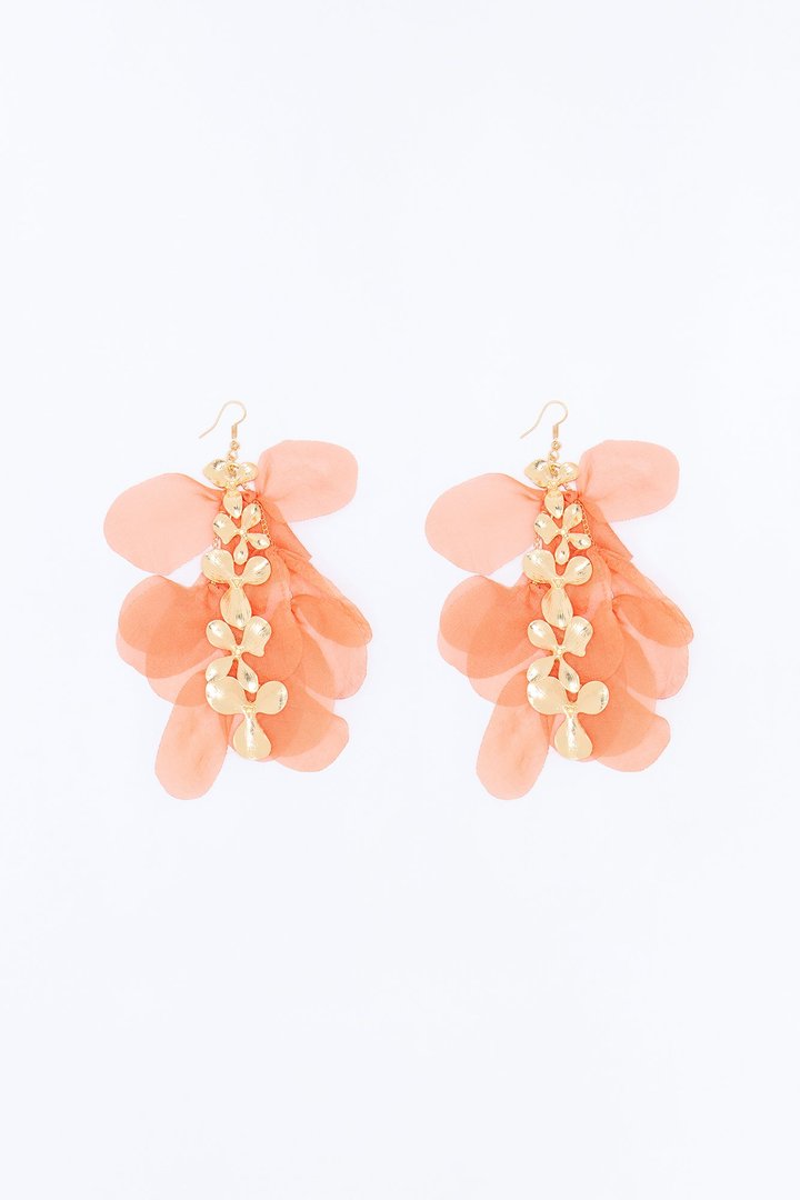 Loved You Floral Drop Earrings - Orange
