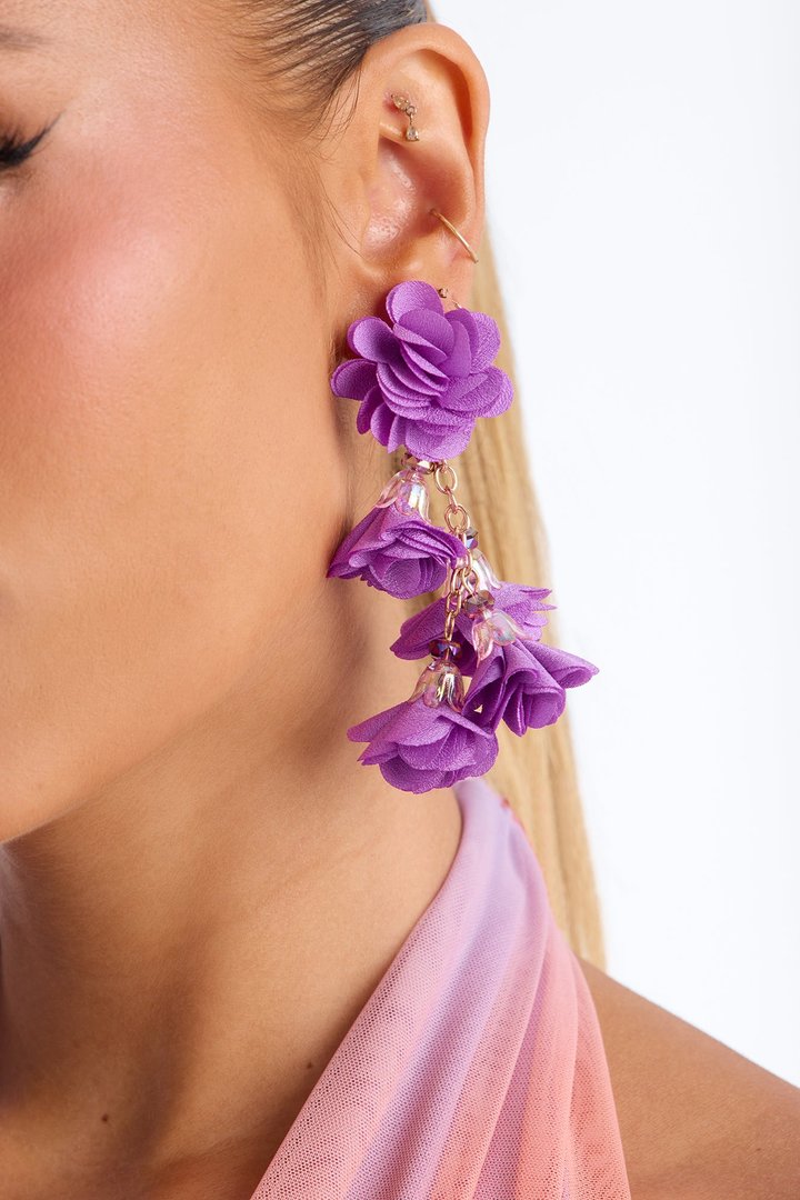 Roses Are Mine Drop Earrings - Purple