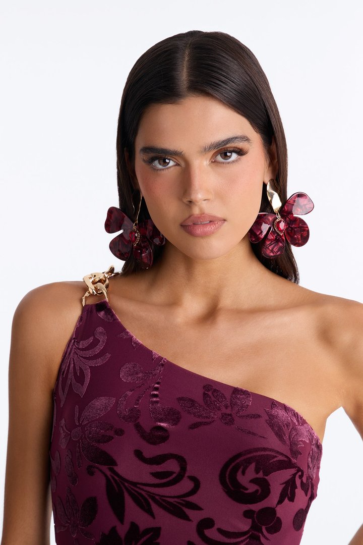 Lilia Drop Earrings - Burgundy/combo