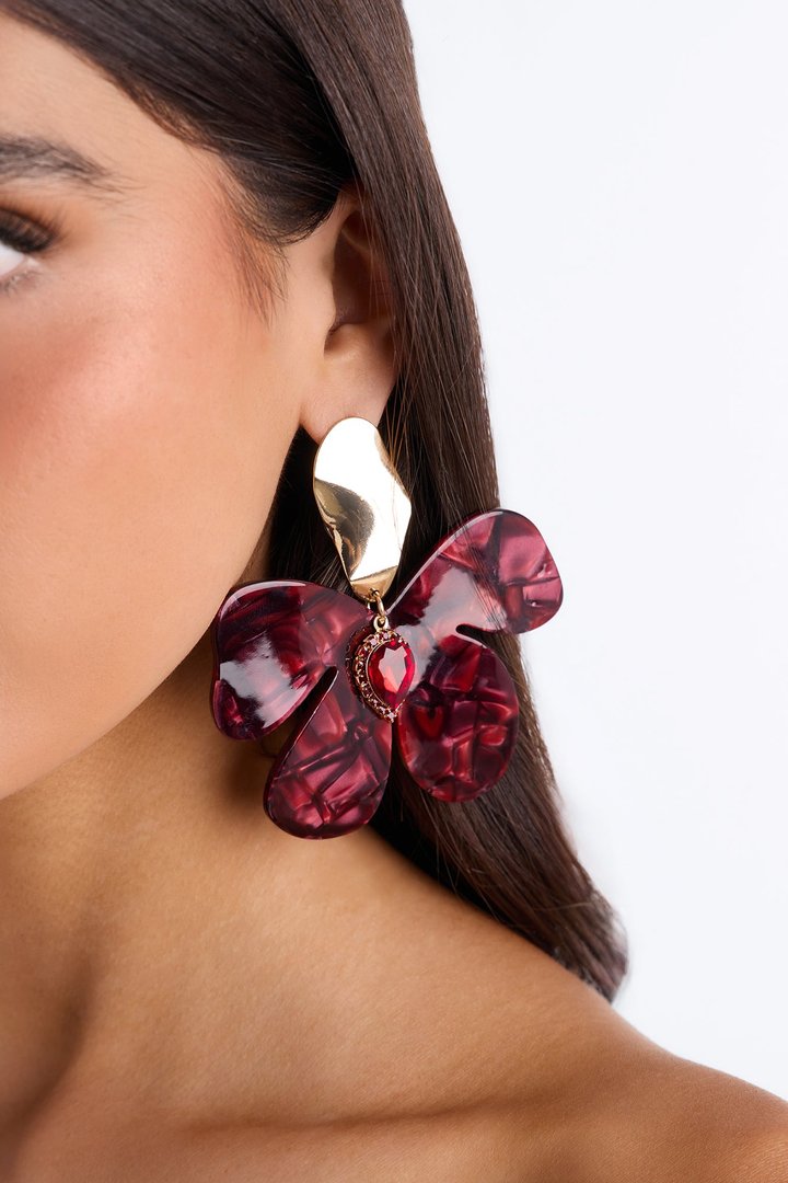 Lilia Drop Earrings - Burgundy/combo
