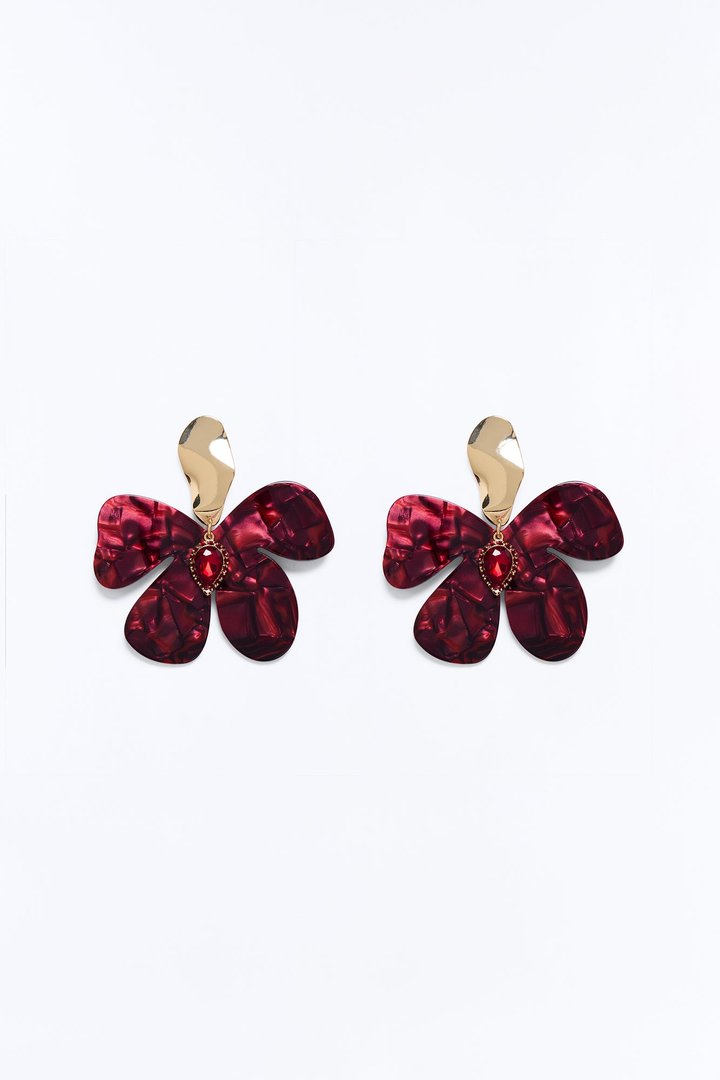 Lilia Drop Earrings - Burgundy/combo