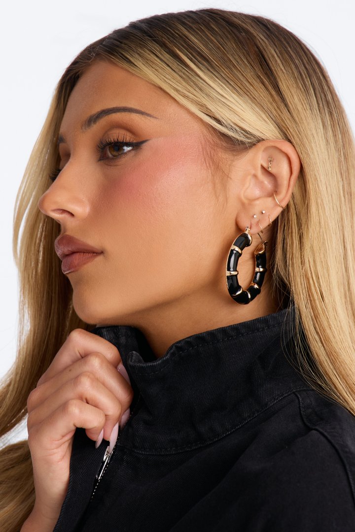 Nothing To See Hoop Earrings - Black/Gold