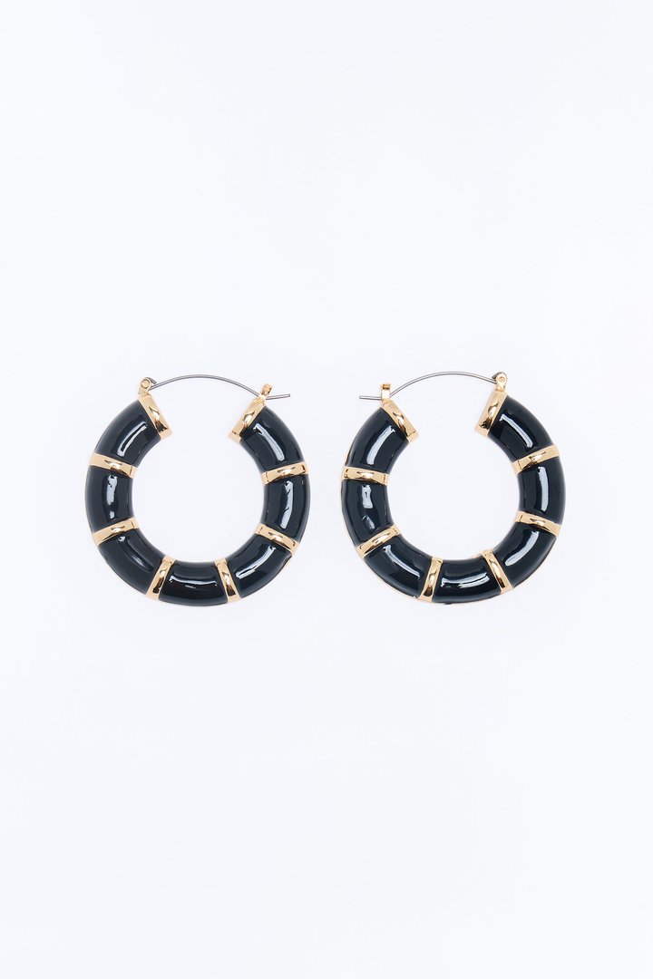 Nothing To See Hoop Earrings - Black/Gold
