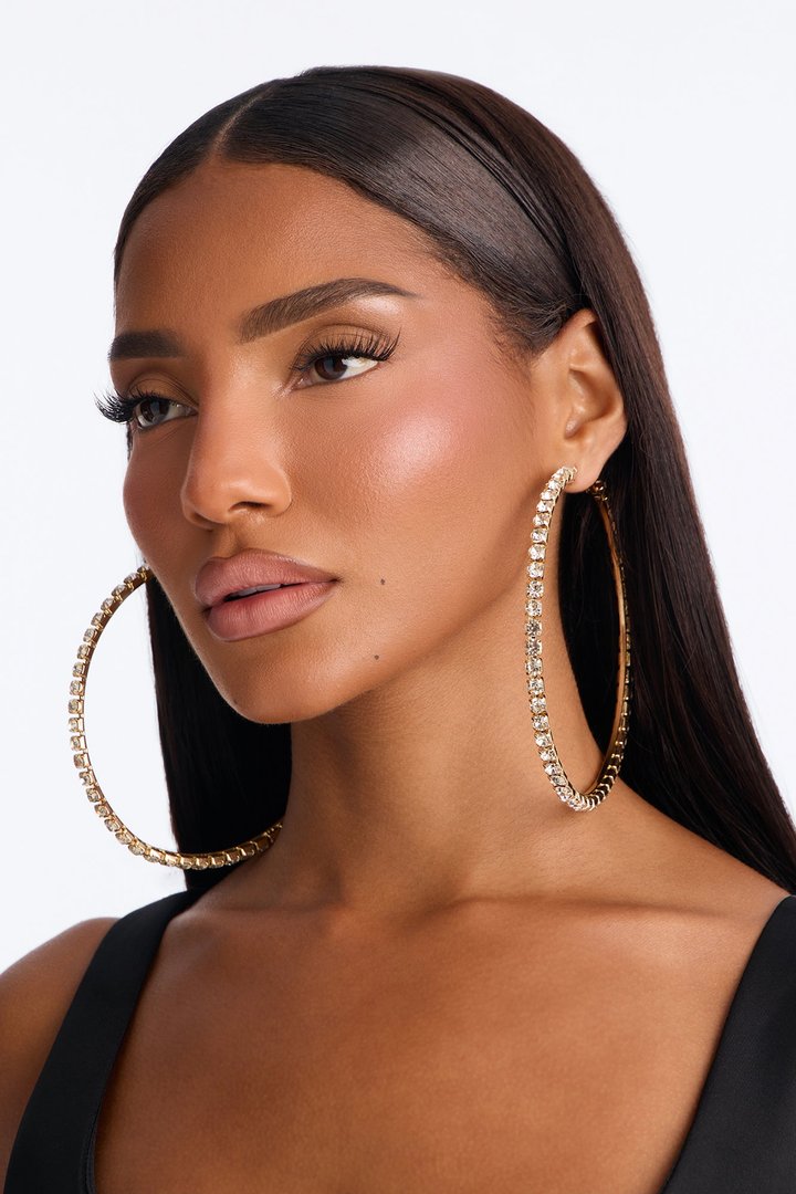 Hint Of Sparkle Hoop Earrings - Gold