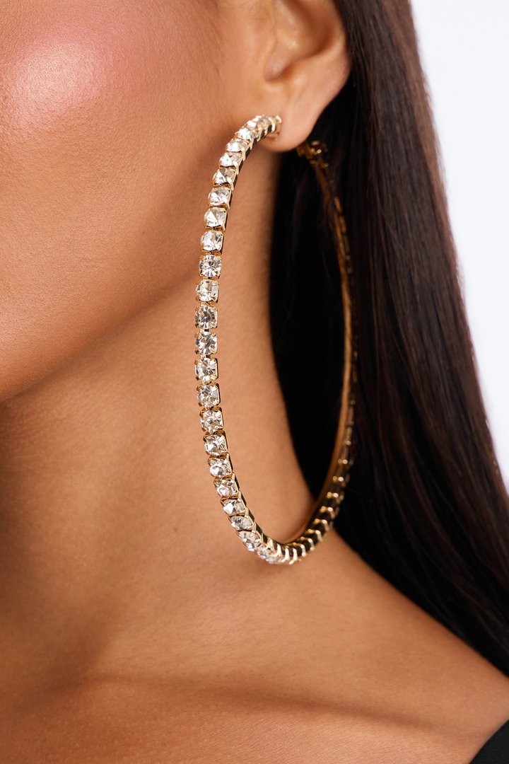 Hint Of Sparkle Hoop Earrings - Gold