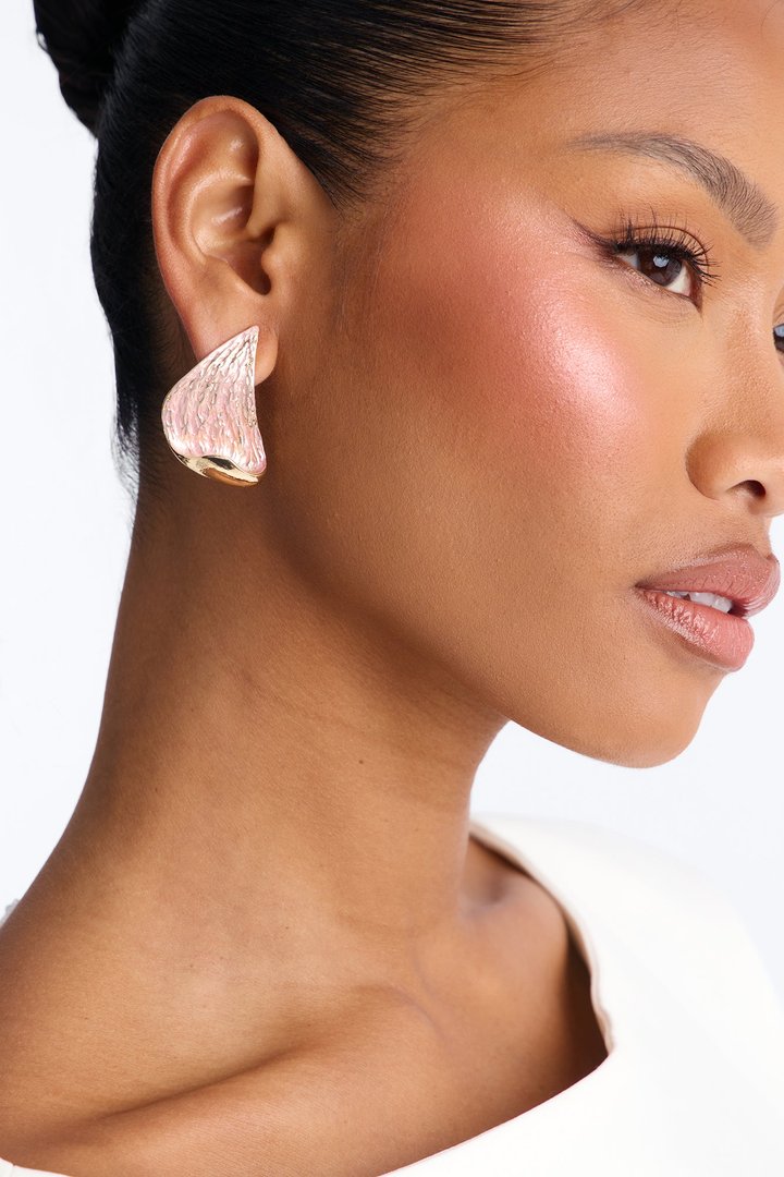 Thank Me Later Drop Earrings - Gold/Pink