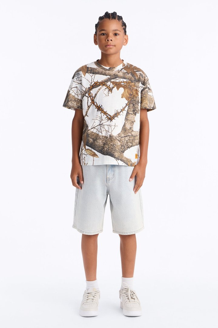 Mini Real Tree Barbed Wire Heart Short Sleeve Tee II - Camouflage