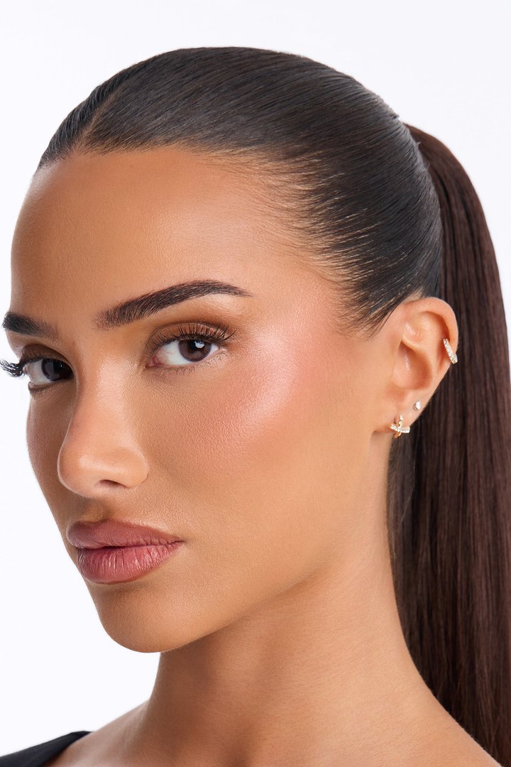 Rhinestone Glitz 5 Pair Multi Earring Set - Gold