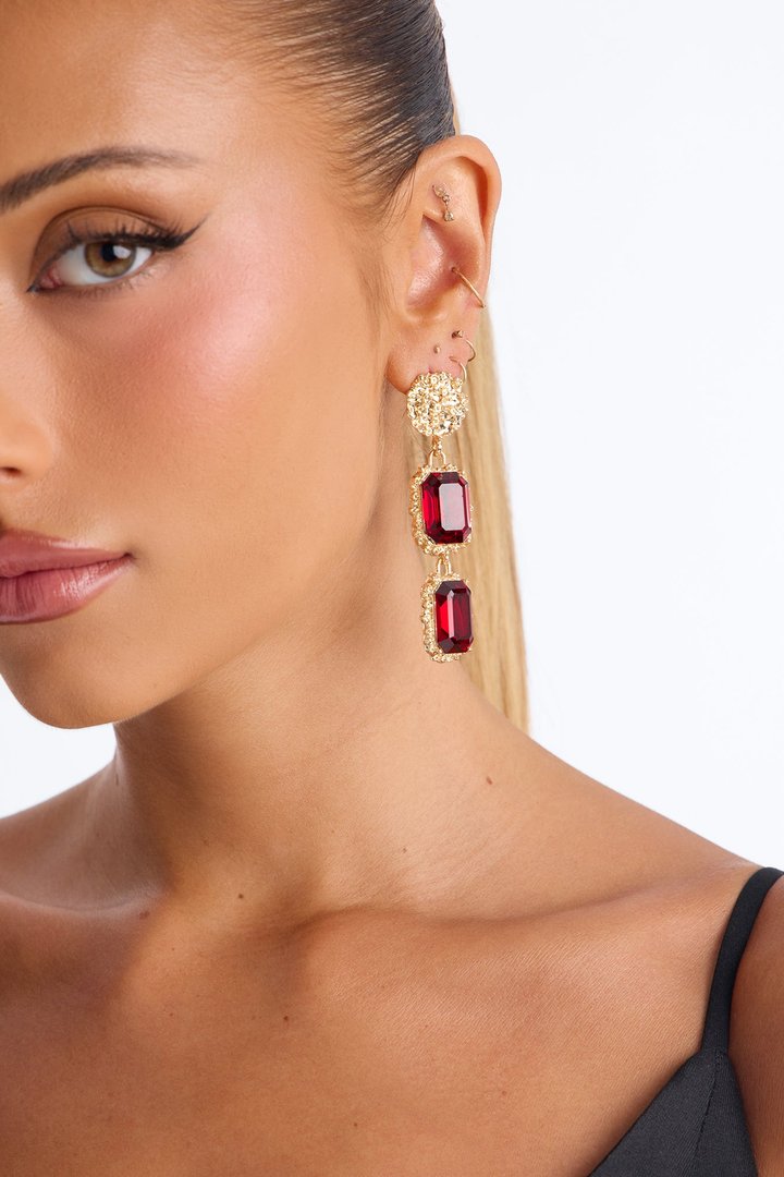 Let's Talk About It Earrings - Burgundy/combo
