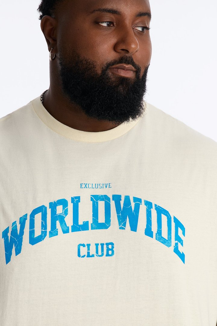Exclusive Worldwide Club Oversized Muscle Tee - Cream