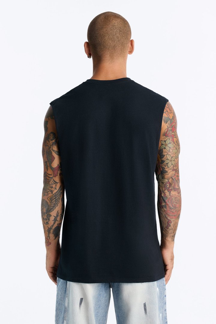 Milan Angel Oversized Muscle Tee - Black