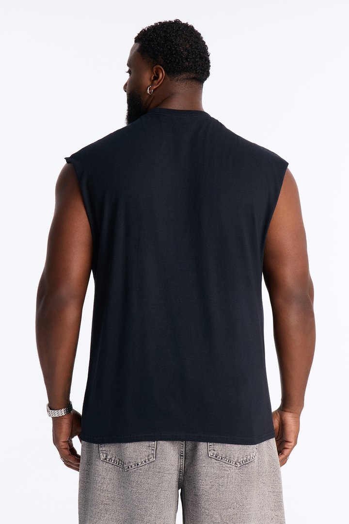 Milan Angel Oversized Muscle Tee - Black