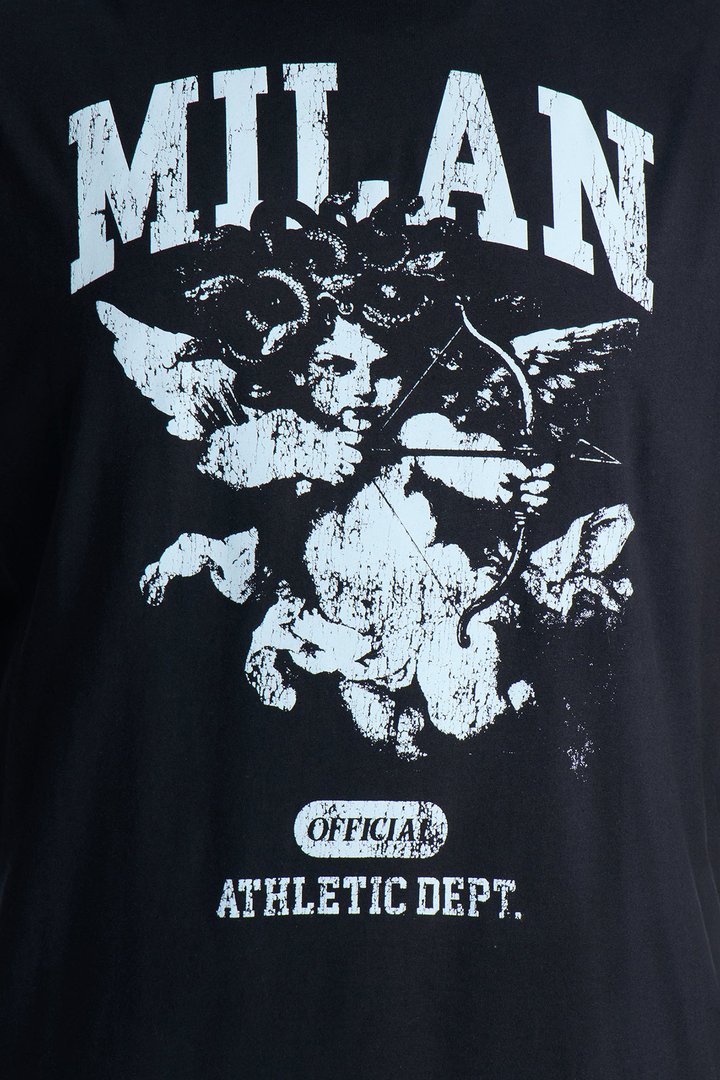 Milan Angel Oversized Muscle Tee - Black
