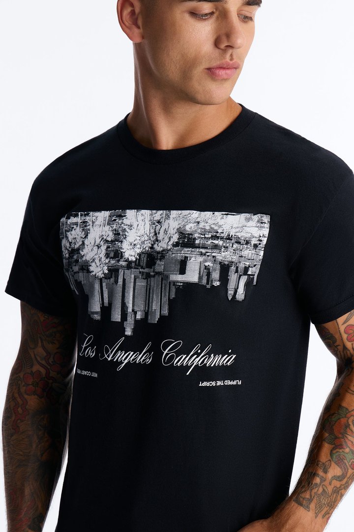 Los Angeles Flipped The Script Short Sleeve Tee - Black