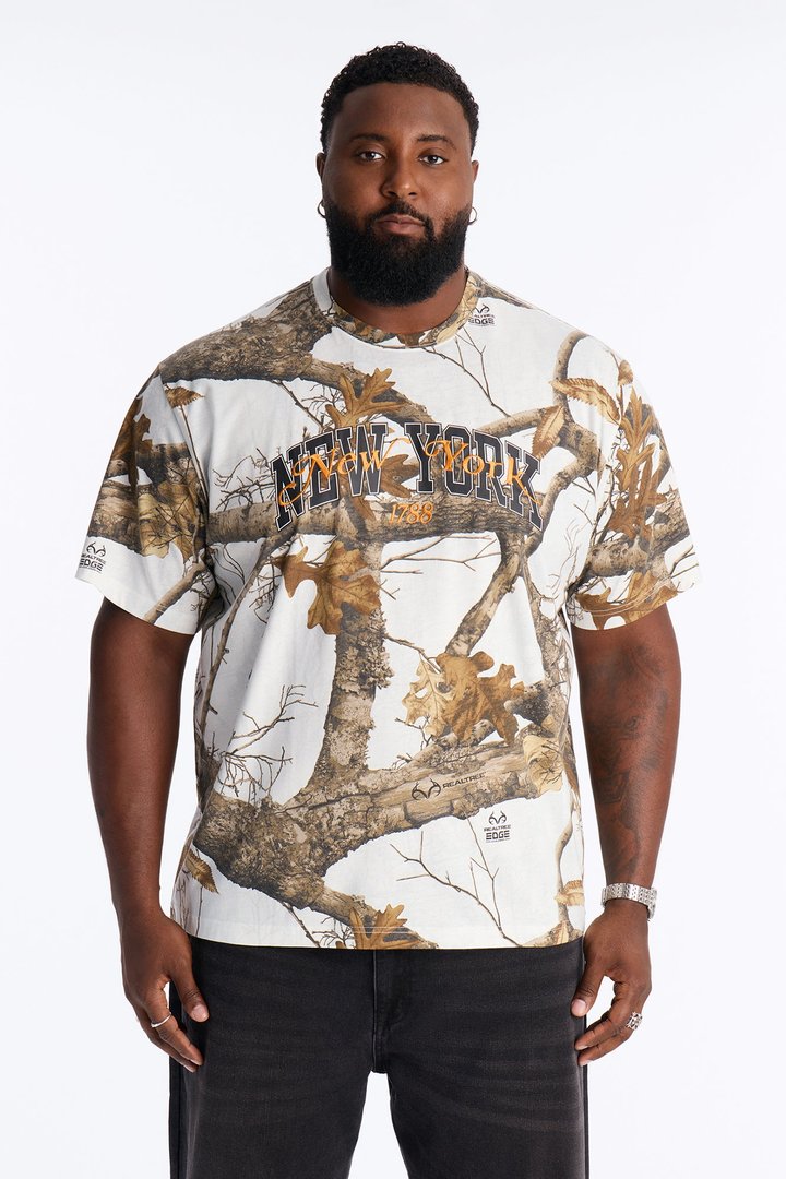 Real Tree New York Snow Embroidery Short Sleeve Tee - Camouflage