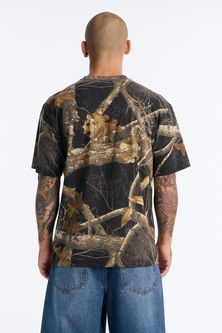 Real Tree Shadow Everything I Like Is Illegal Puff Print Short Sleeve Tee - Camouflage