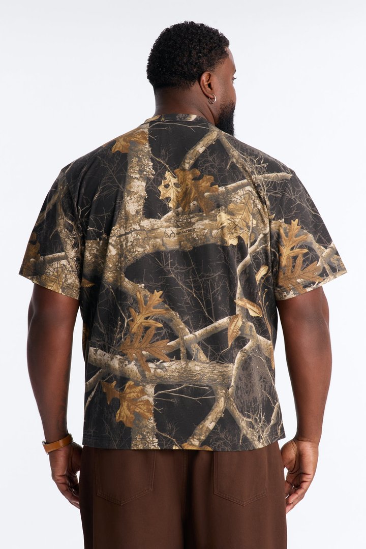 Real Tree Shadow Everything I Like Is Illegal Puff Print Short Sleeve Tee - Camouflage