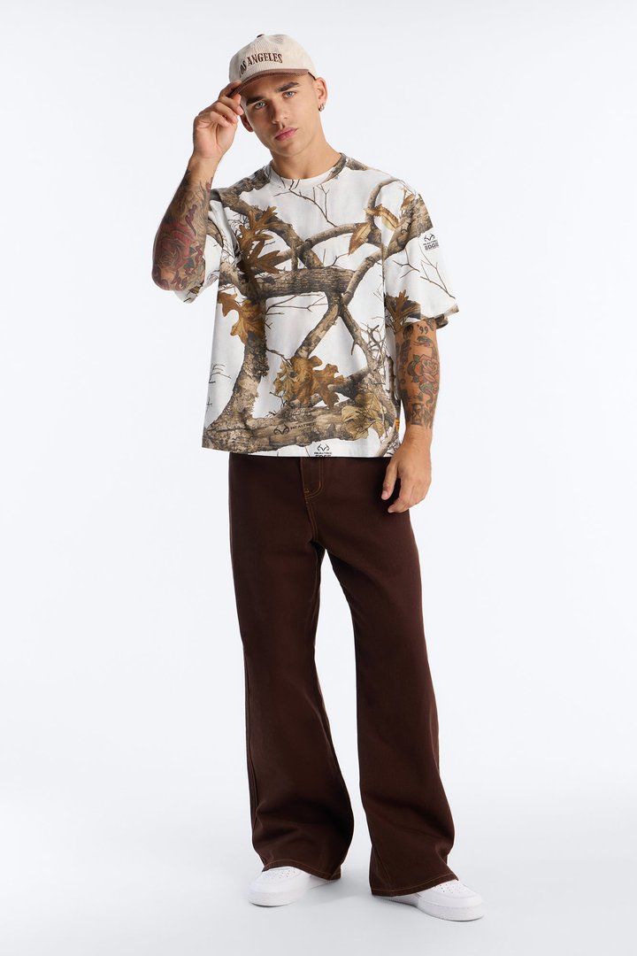 Real Tree Snow Woven Patch Boxy Short Sleeve Tee - Camouflage