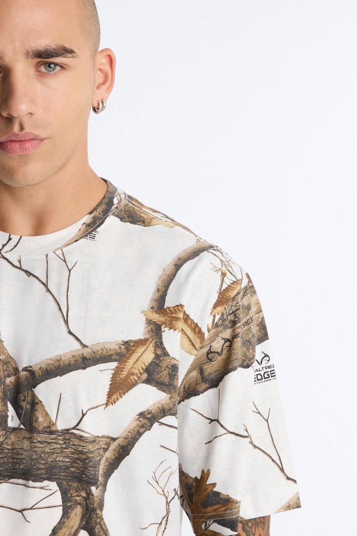 Real Tree Snow Woven Patch Boxy Short Sleeve Tee - Camouflage