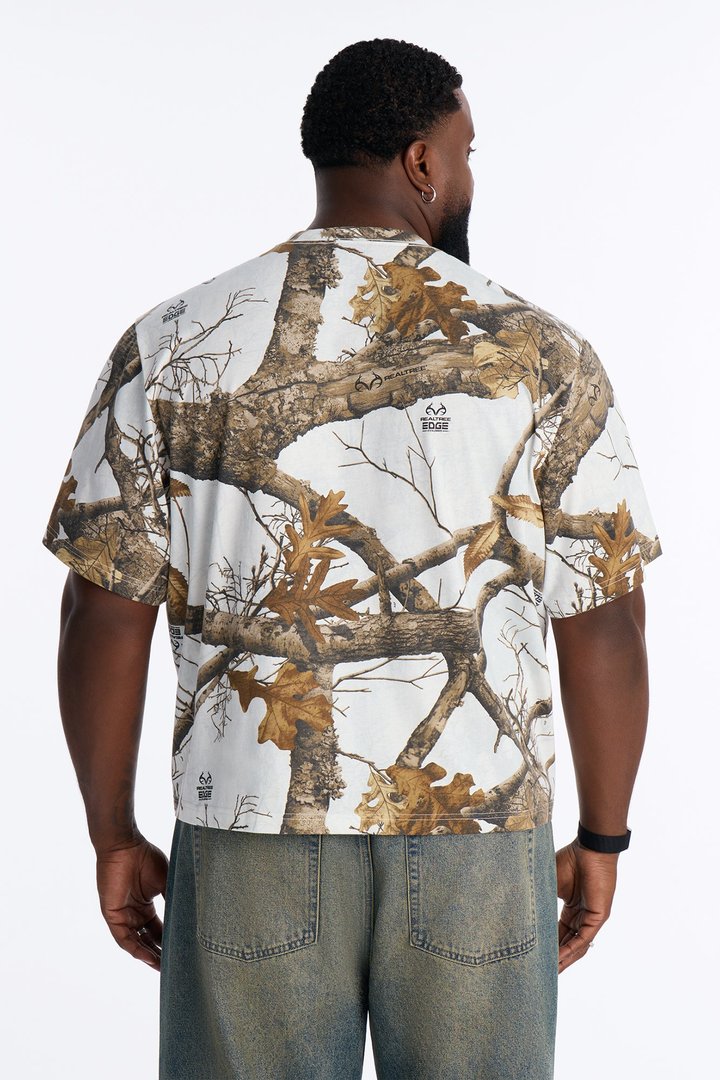Real Tree Snow Woven Patch Boxy Short Sleeve Tee - Camouflage