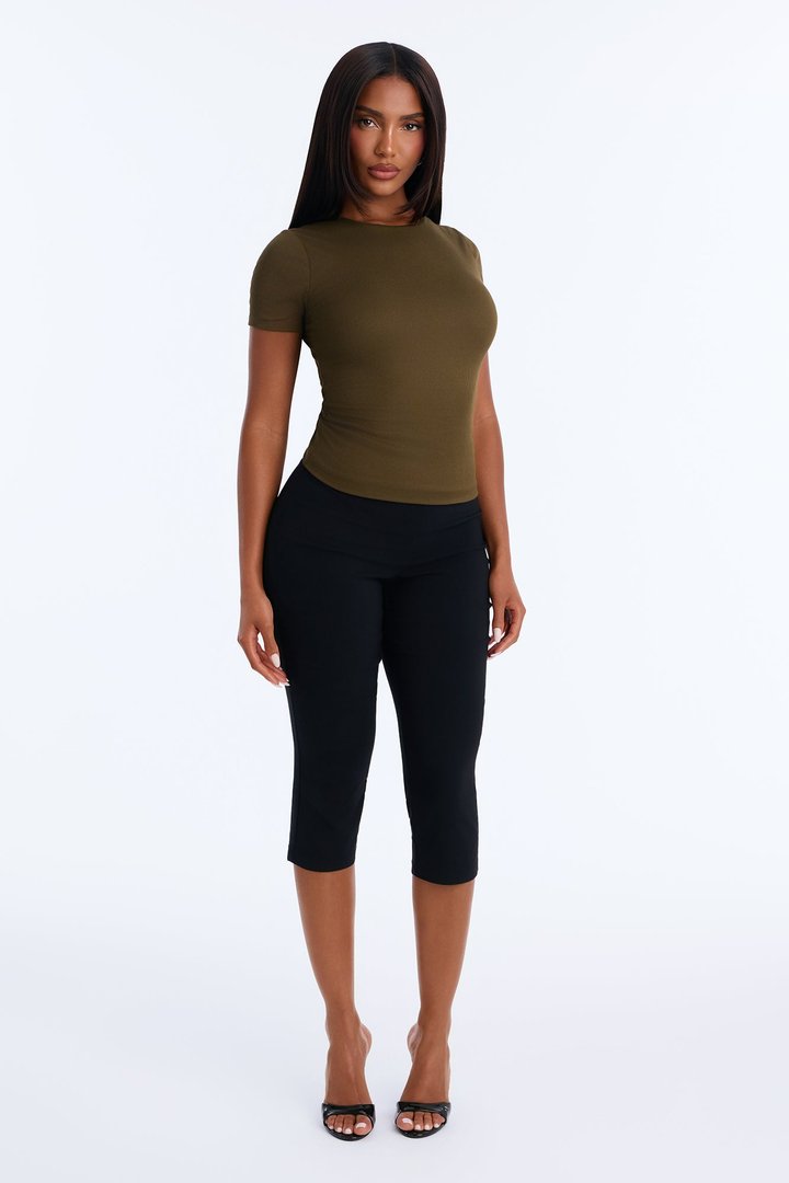 Chloe Crew Neck Short Sleeve Tee - Dark Olive
