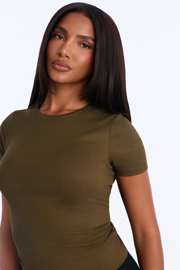 Chloe Crew Neck Short Sleeve Tee - Dark Olive