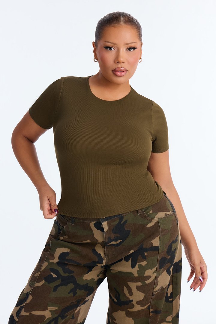 Chloe Crew Neck Short Sleeve Tee - Dark Olive