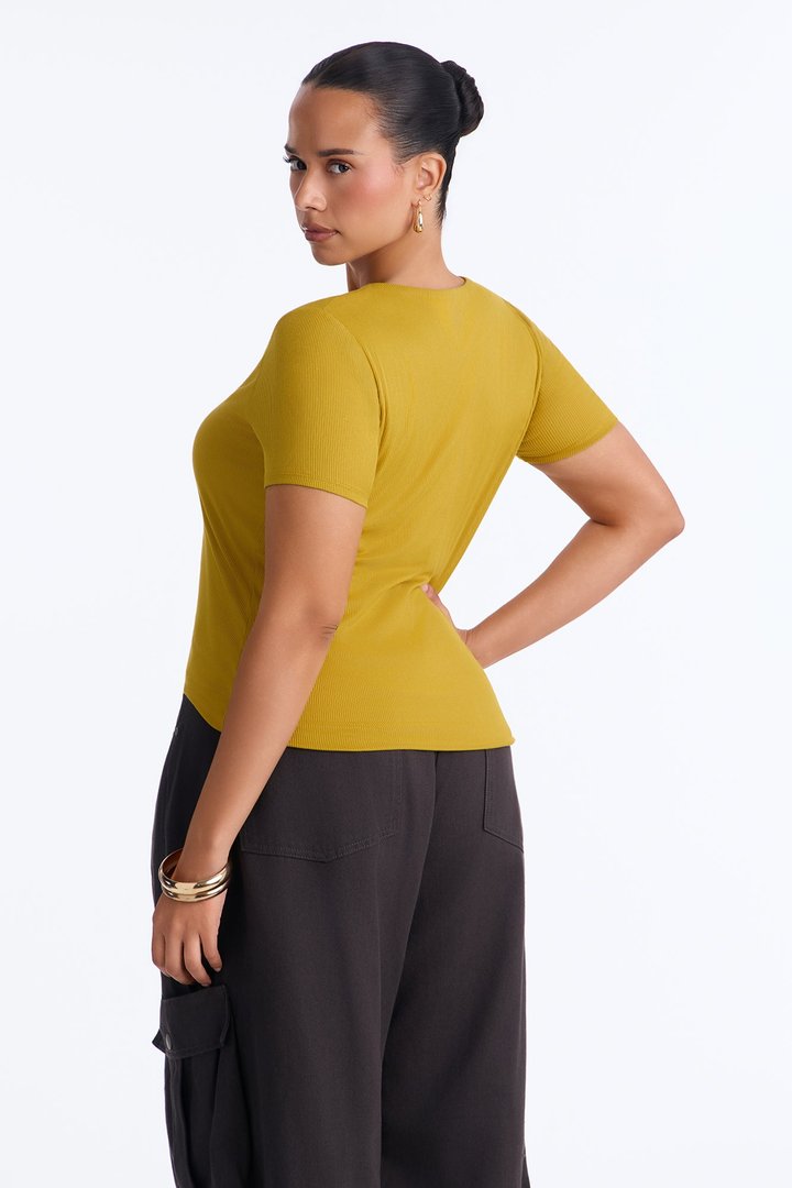 Chloe Crew Neck Short Sleeve Tee - Honey