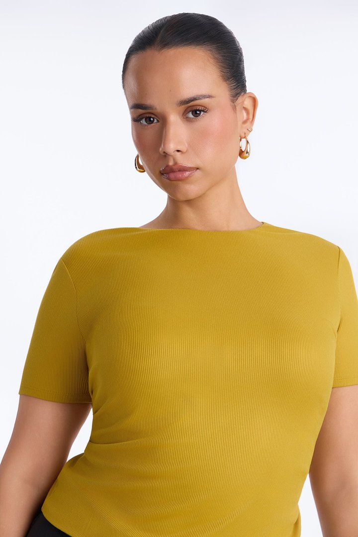 Chloe Crew Neck Short Sleeve Tee - Honey