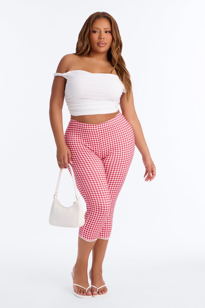 Sweet Talking Gingham Capri Legging - Red/White