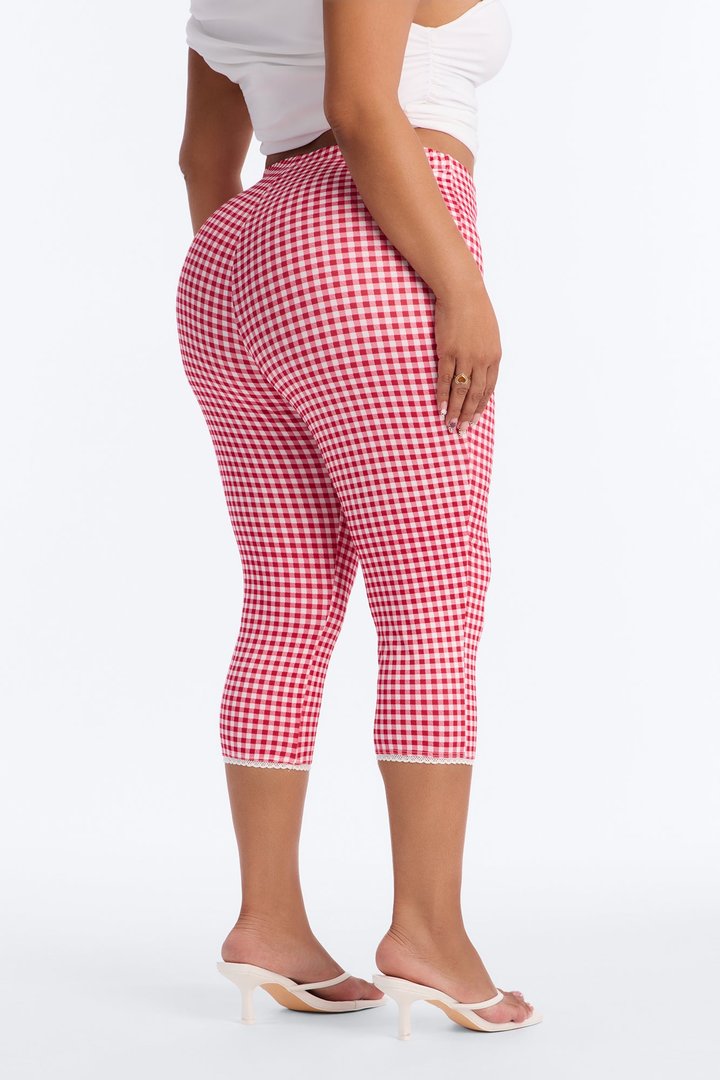Sweet Talking Gingham Capri Legging - Red/White