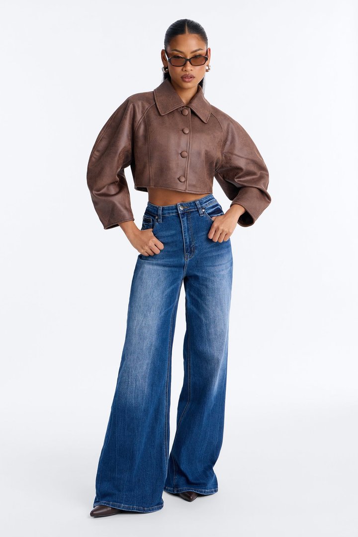 In True Form Stretch High Rise Wide Leg Jeans - Dark Wash