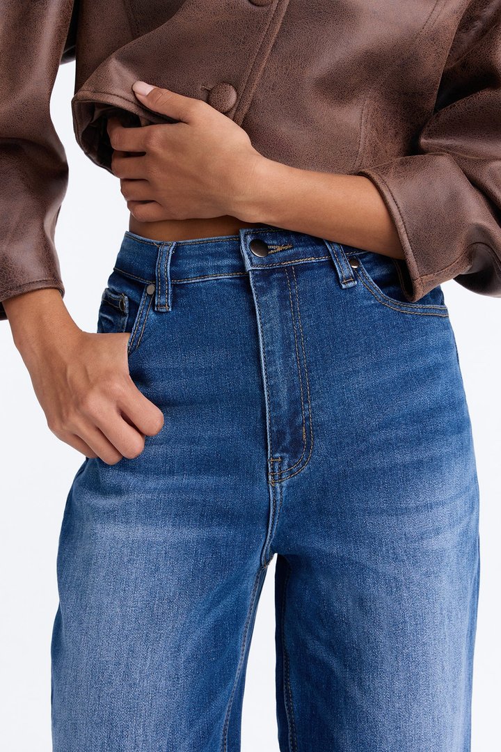 In True Form Stretch High Rise Wide Leg Jeans - Dark Wash
