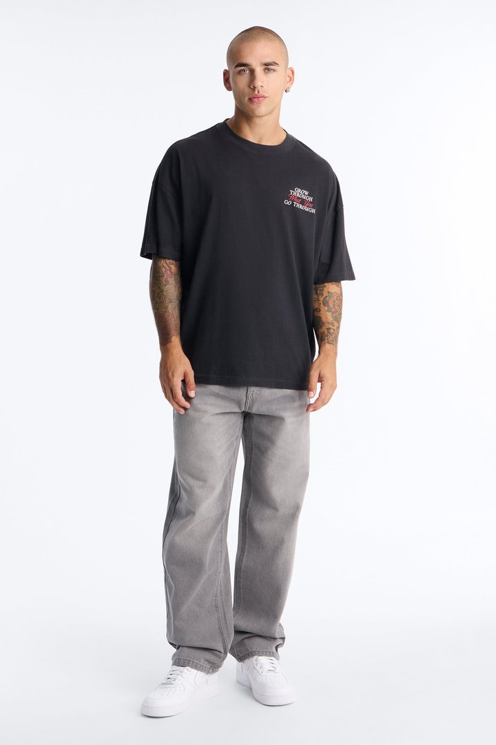 Grow Through What You Go Through Oversized Short Sleeve Tee - Black